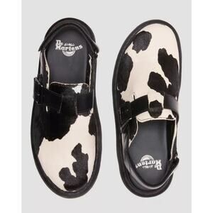 Dr. Martens Women's JORGE II HAIR-ON SLINGBACK MULES Clog Cow Print Size 39 EUC